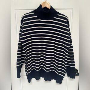 Free Assembly Striped Blue and White Turtleneck Sweater